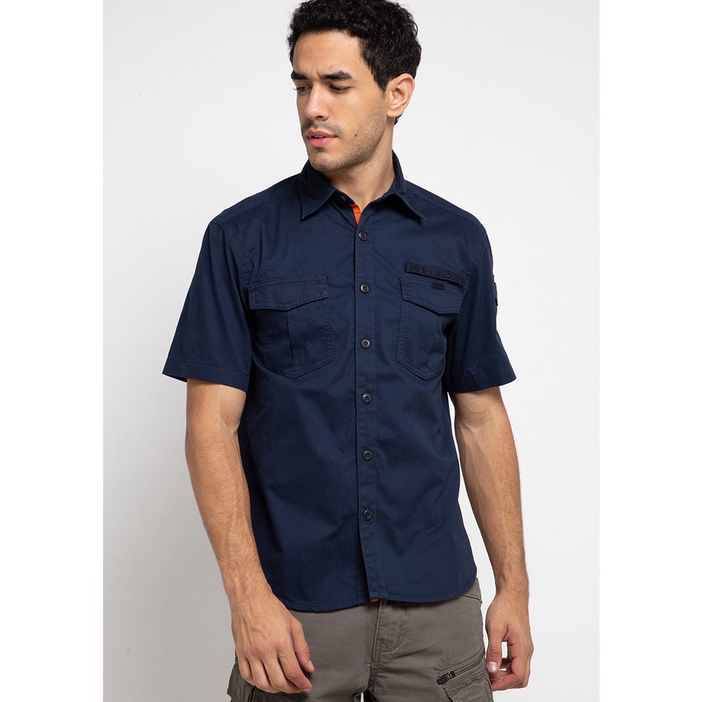 KEMEJA MGEE TRAVIS C018 - NAVY - KEMEJA LENGAN PENDEK