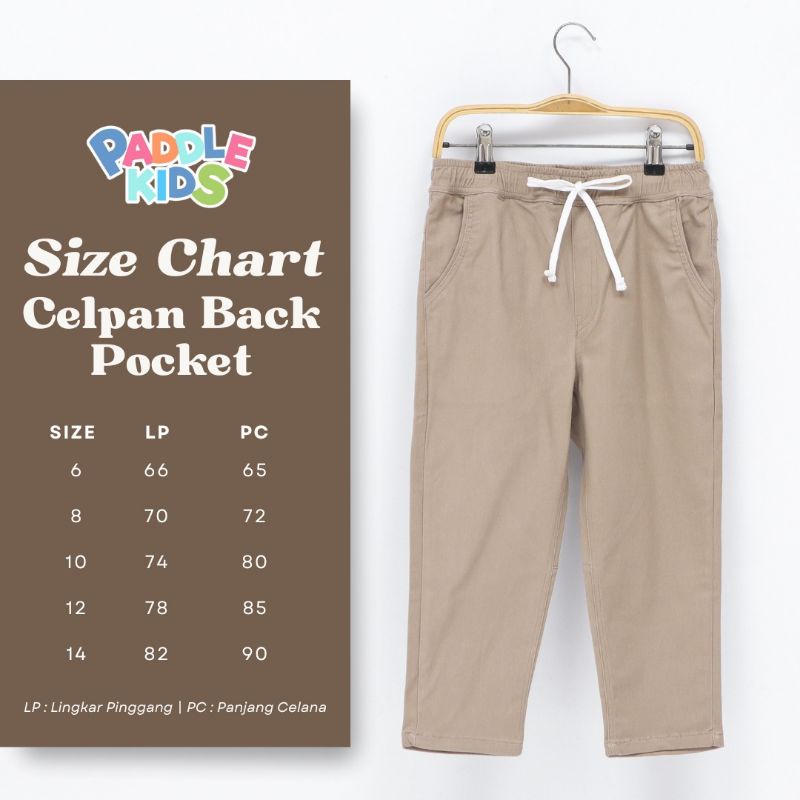 CELANA PANJANG BACK POCKET SIZE JUNIOR PADDLE KIDS /CELANA CHINOS PREMIUM BY PADDLEKIDS