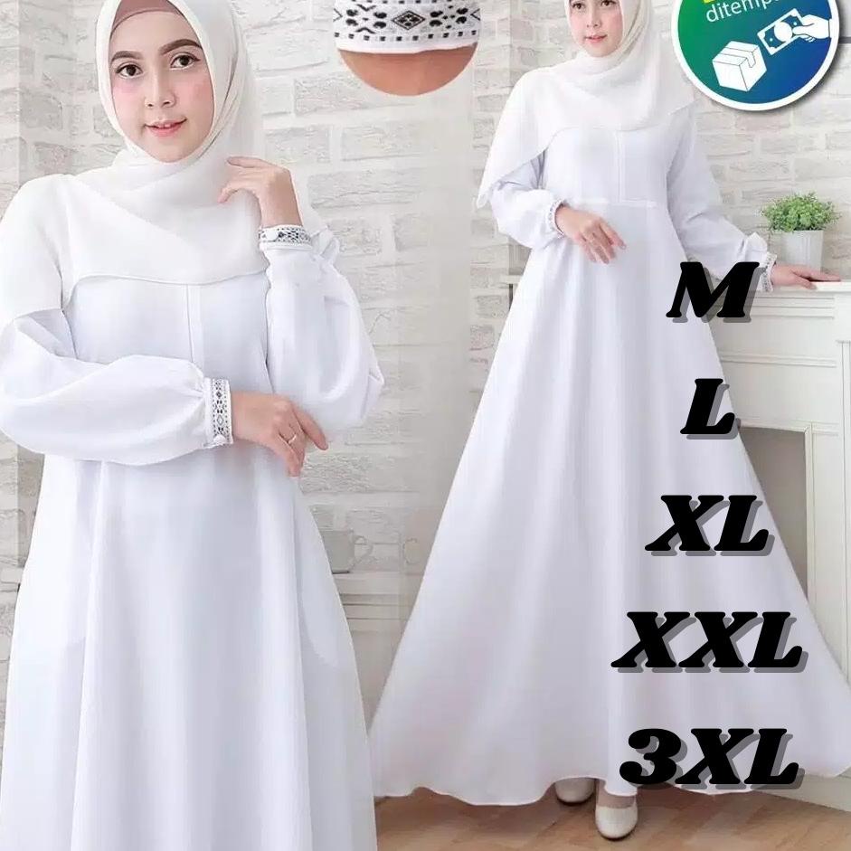 Bayar Di Tempat 7EM0B Others Gamis Putih 2021 Baju Gamis Dress muslim Gamis Polos Gamis Busui Wanita Best Seller 34 Terkini