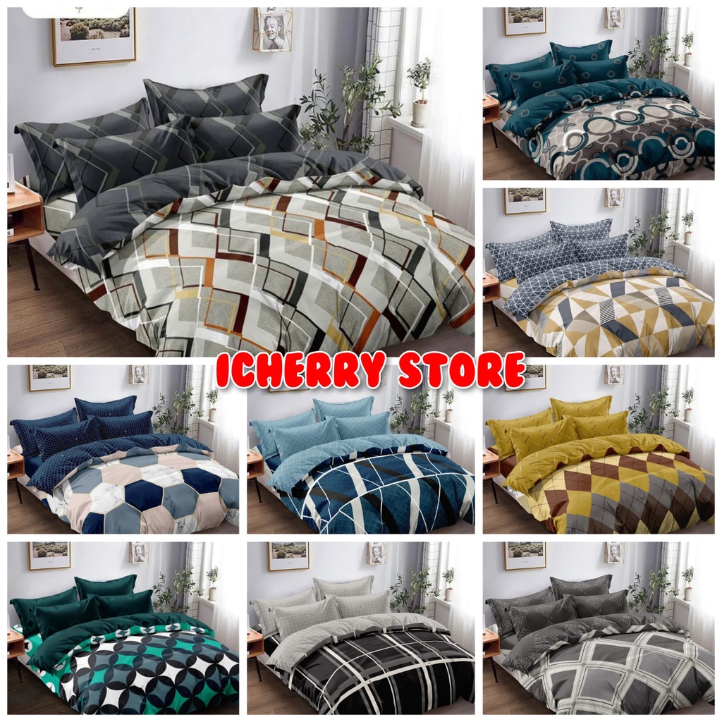5in1 Full Set Bedcover + Sprei Lady Rose 3D Rumbai Karet Queen King 160x200 180x200 Motif Alex, Aldo
