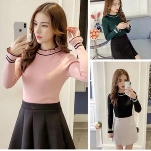 TERMURAH!!! TURTLENECK CURLY  POLET SWEATER Atasan Rajut Wanita