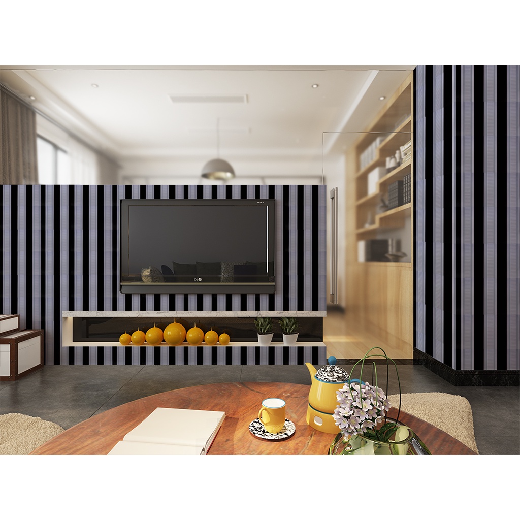 Wallpaper Sticker Salur Hitam 5242-4 / Wallpaper New / Ukuran +- 9mx45cm