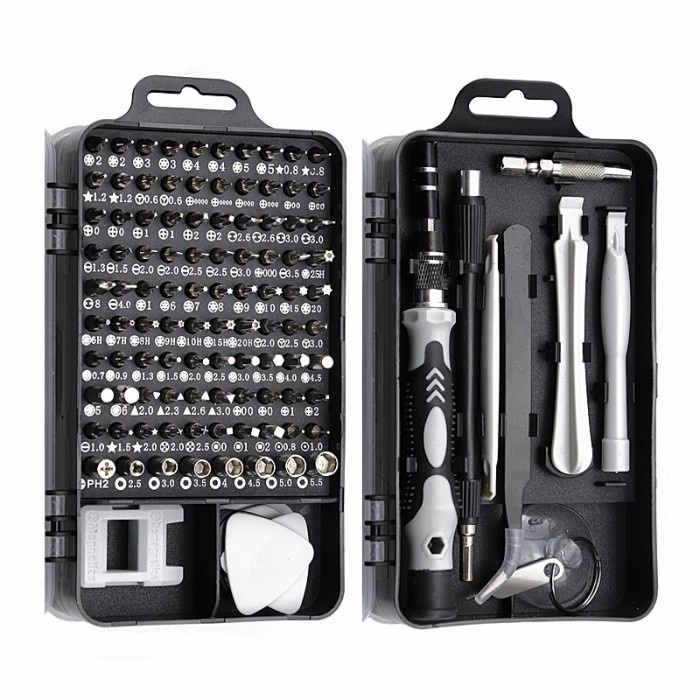 Toolbox Obeng set 115 in 1 / obeng reparasi elektronik HP laptop dll