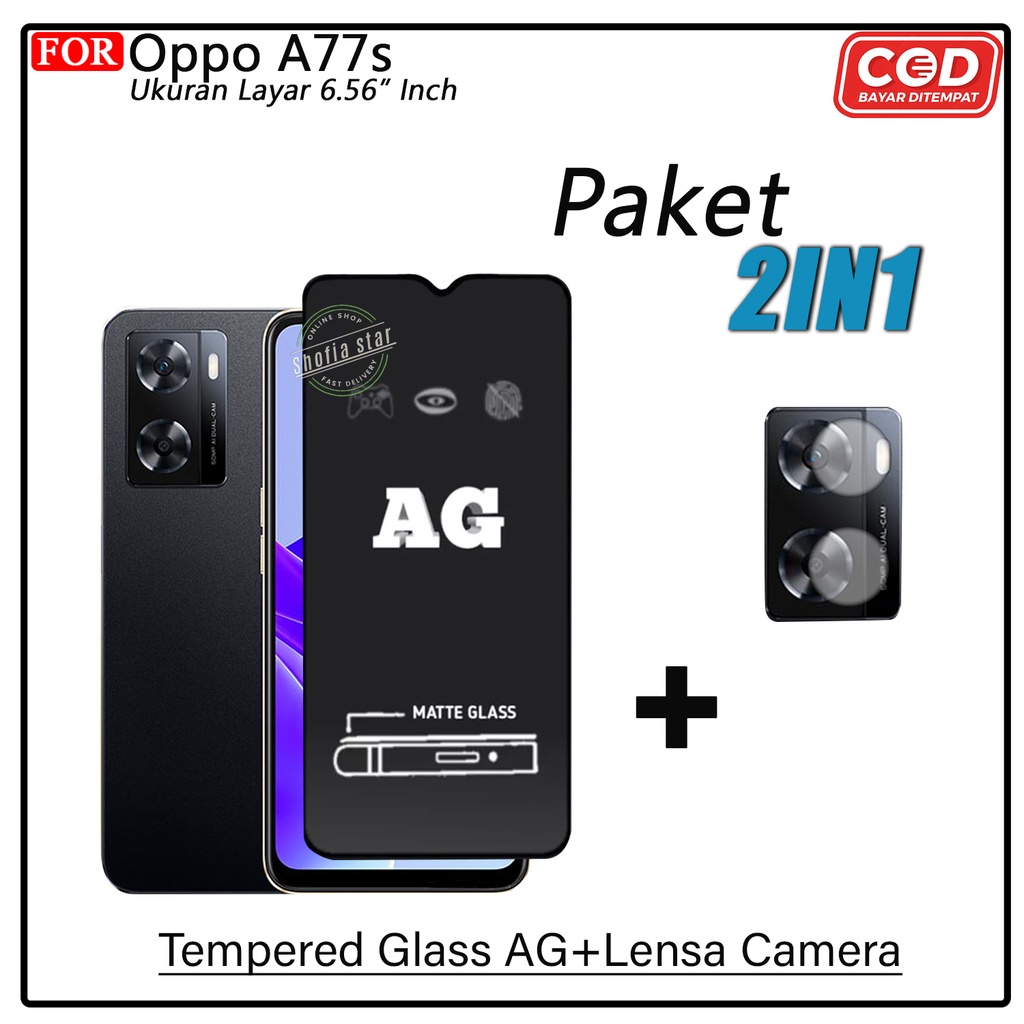 PAKET 2IN1 Anti Gores Ceramic Privacy  Oppo A77s Anti Spy Full Cover