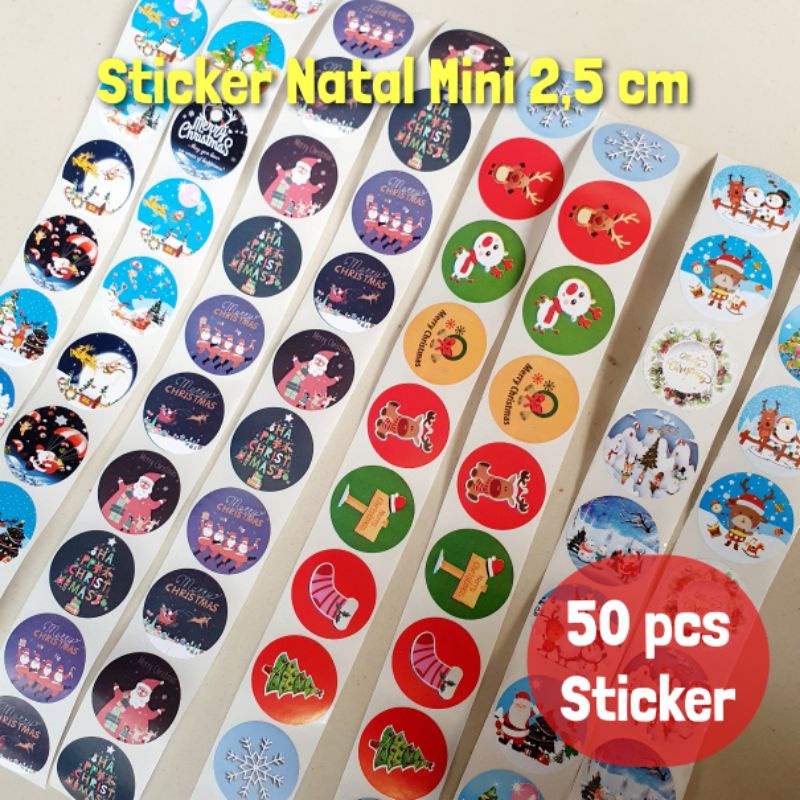 

(50pcs) Sticker Natal Mini Diameter 2,5 cm - Gift Label Christmas Edition