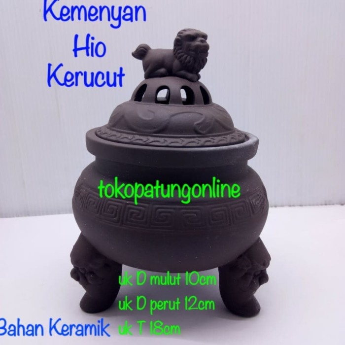 Tempat Bakar Hio Dupa Kerucut Kemenyan Tanah Liat Import Singa Langit