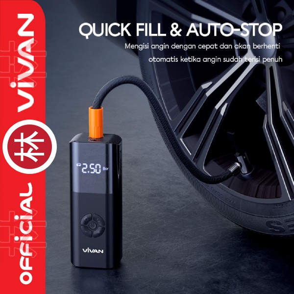 VIVAN VTI02 Tire Inflator Pompa Ban Elektrik Mobil Motor Sepeda Bola
