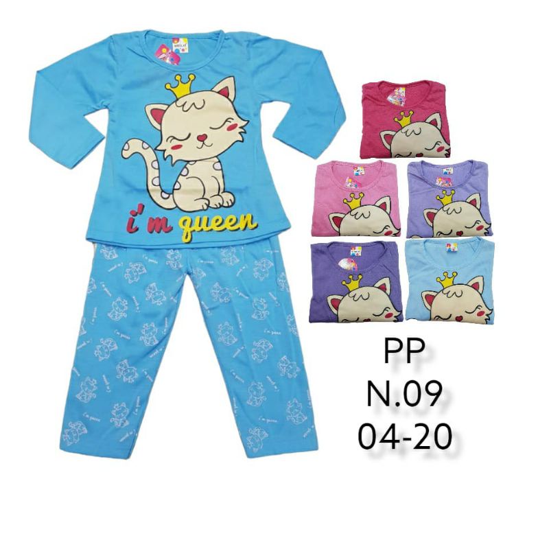 SETELAN SIKUNING PAKAIAN ANAK PEREMPUAN 2-7 TAHUN MOTIF I'M QUEEN