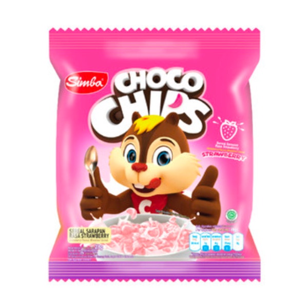 SIMBA SEREAL CHOCO CHIPS PILLOW 24gram Cereal coklat stroberi pillow