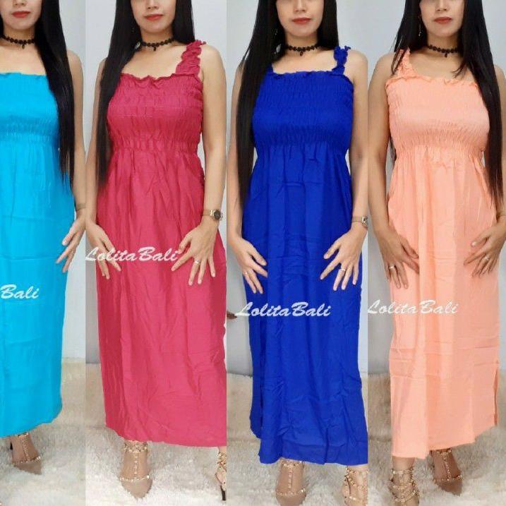 ㆅ DASTER BALI DRESS KERUT PANJANG POLOS TERMURAH LANGSUNG CHECKOUT 2480 ✦