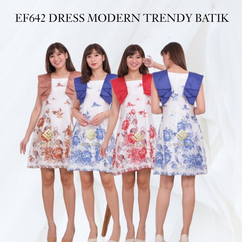EF642 DRESS BATIK MODREN TRENDY#BAJU BATIK EFREMI