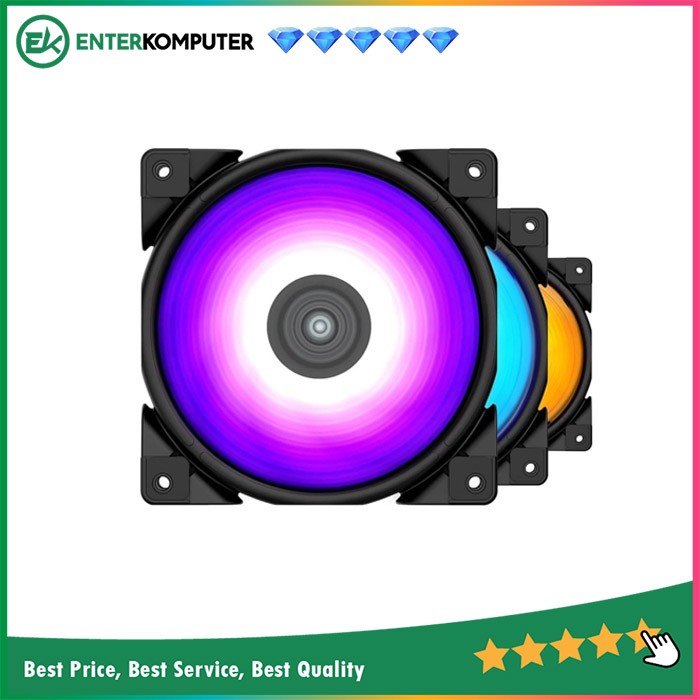 PCCooler Halo RGB 3-in-1 Kit (3Pcs x 120mm Fan) / Fan Casing 12CM