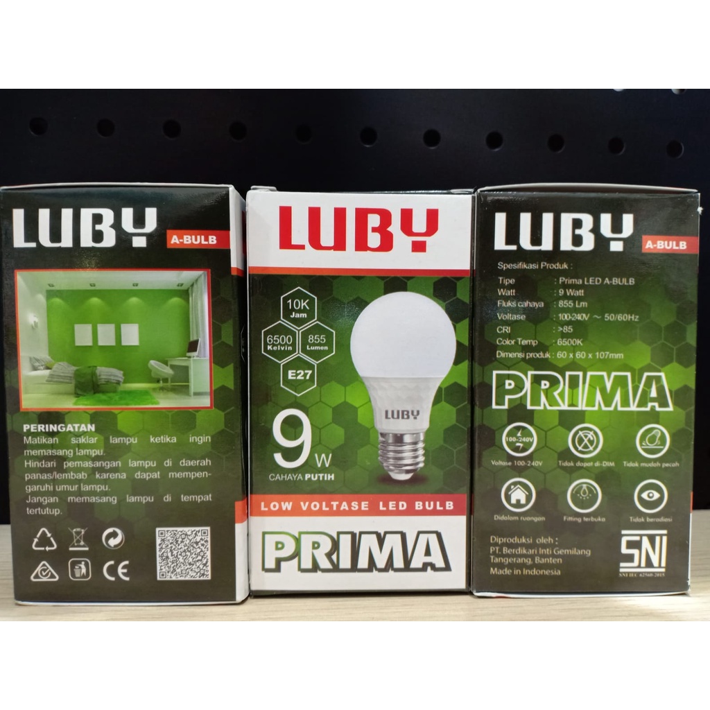 Lampu Led LUBY PRIMA 9W Bohlam Led Bulb Cahaya Putih 9 Watt