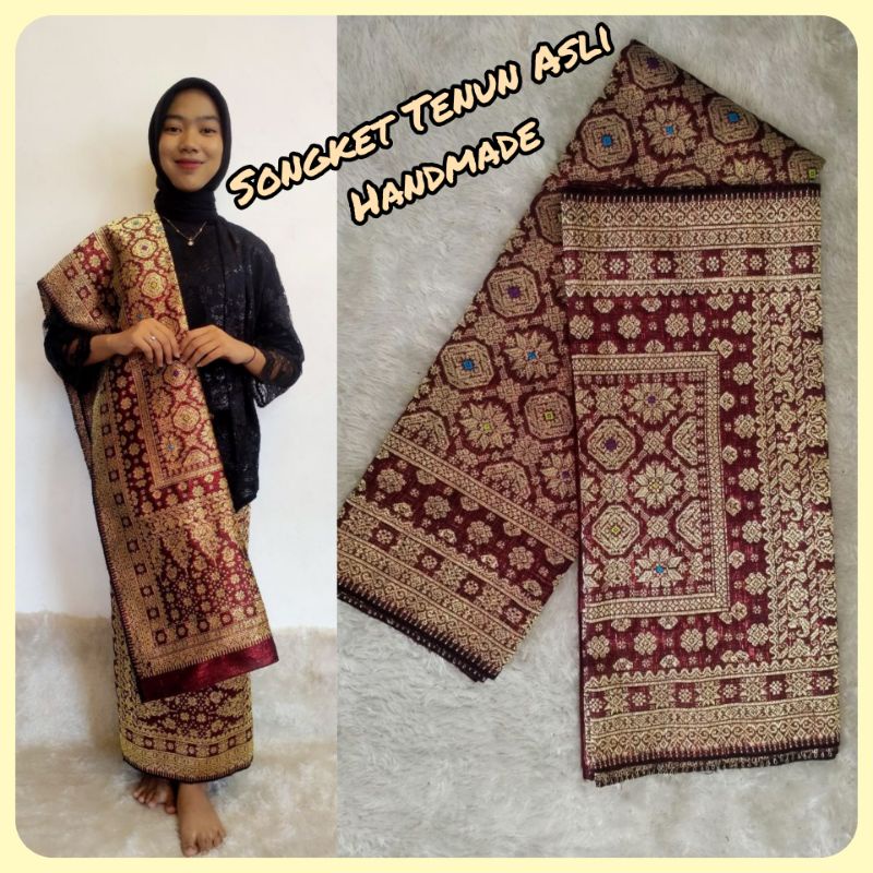 Songket tenun Palembang asli original motif rakam
