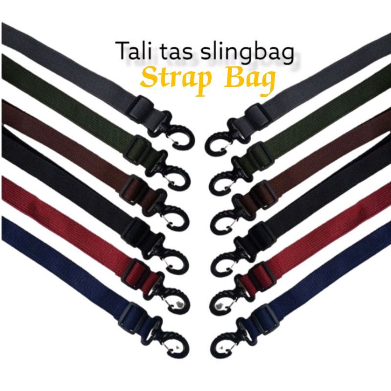 Billkid Collection tali tas slingbag army webbing ukuran 2,5cm murah tali slempang strap bag abu mud