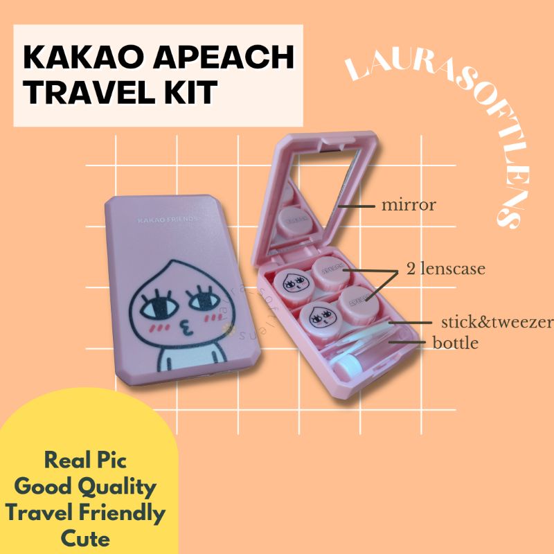 Tempat Softlens Travel Kit Kakaotalk Kakao Talk 2 in 1 Kontak Lensa Case Wadah Penjepit Lenscase Tub