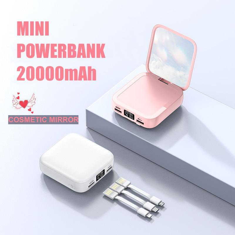 Fast Charging 20000mAh Power Bank with Make-up Mirror External PowerBank Portable Mobile Phone Charger for Xiaomi Iphone Samsung Huawei