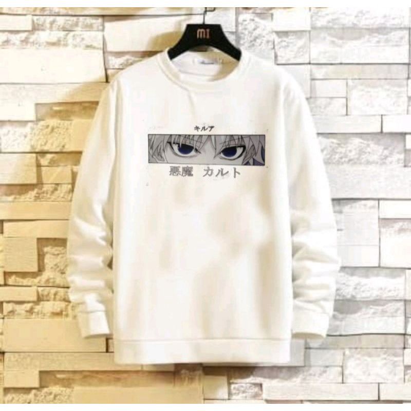 Sweater Crewneck Killua Unisex Anime Hunter hxh Putih