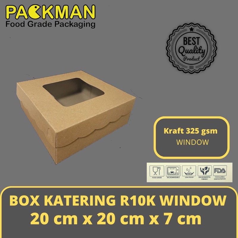 

BOX KATERING KRAFT R10K WINDOW / DUS NASI 20X20 / KOTAK MAKANAN CAKE - WINDOW PE