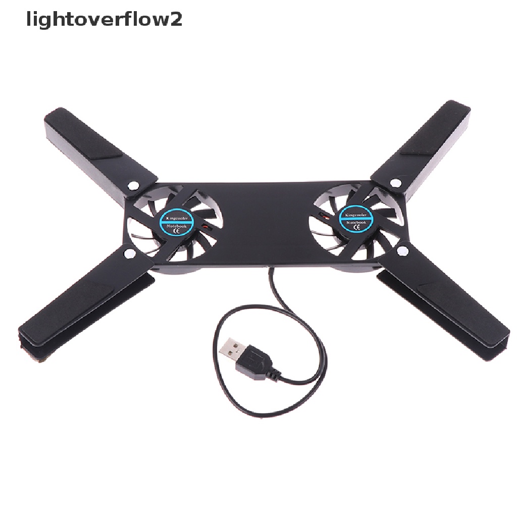 (lightoverflow2) Stand Holder Laptop / Notebook Dengan Kipas Pendingin Ganda + Port USB (ID)