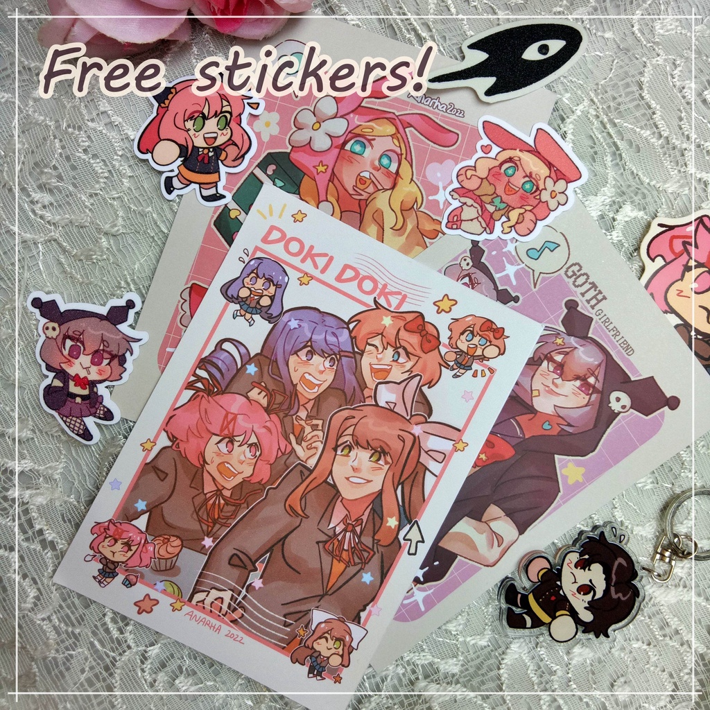 

Original sticker die cut kisscut artprint cute girls melody kuromi spy x family anya damian decora kawaii