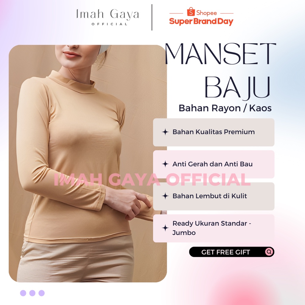 Baju Manset Lengan Panjang Dewasa Jumbo Polos Rayon Premium