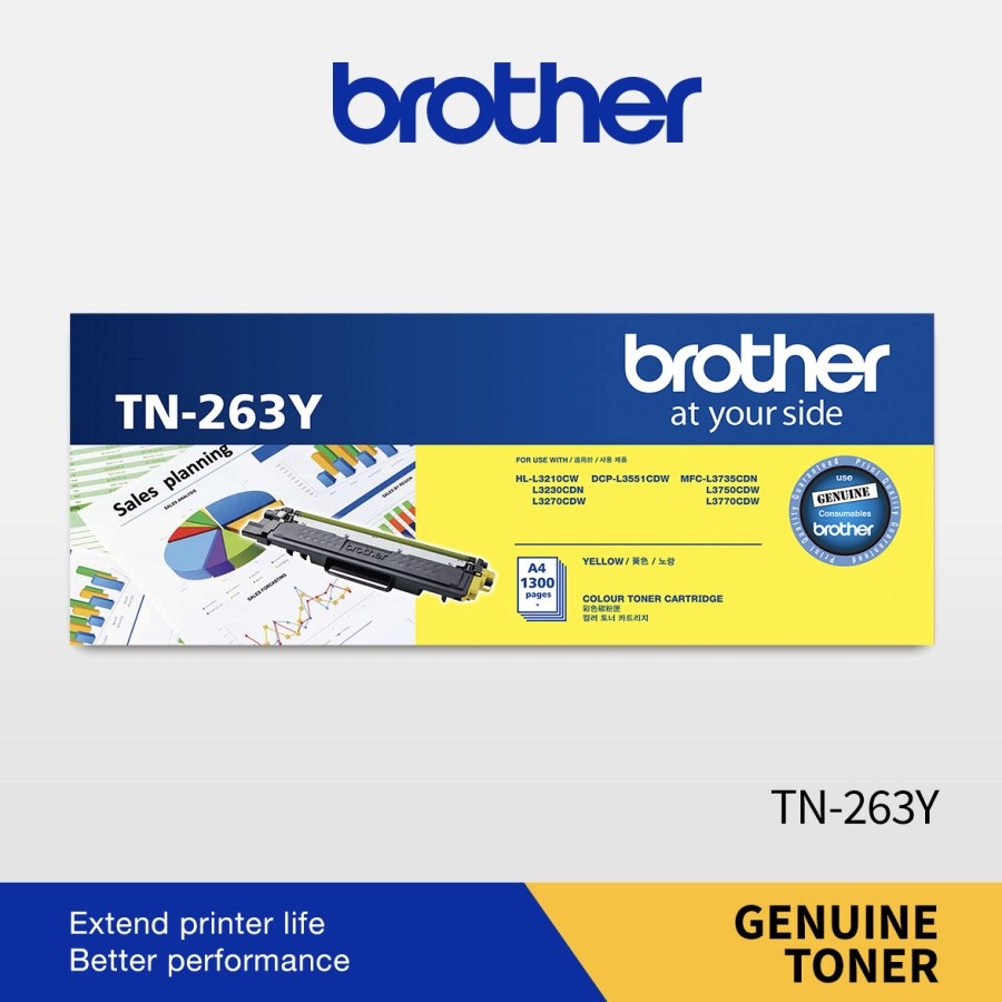 Brother TN-263Y Toner Printer Laser Warna Color Yellow