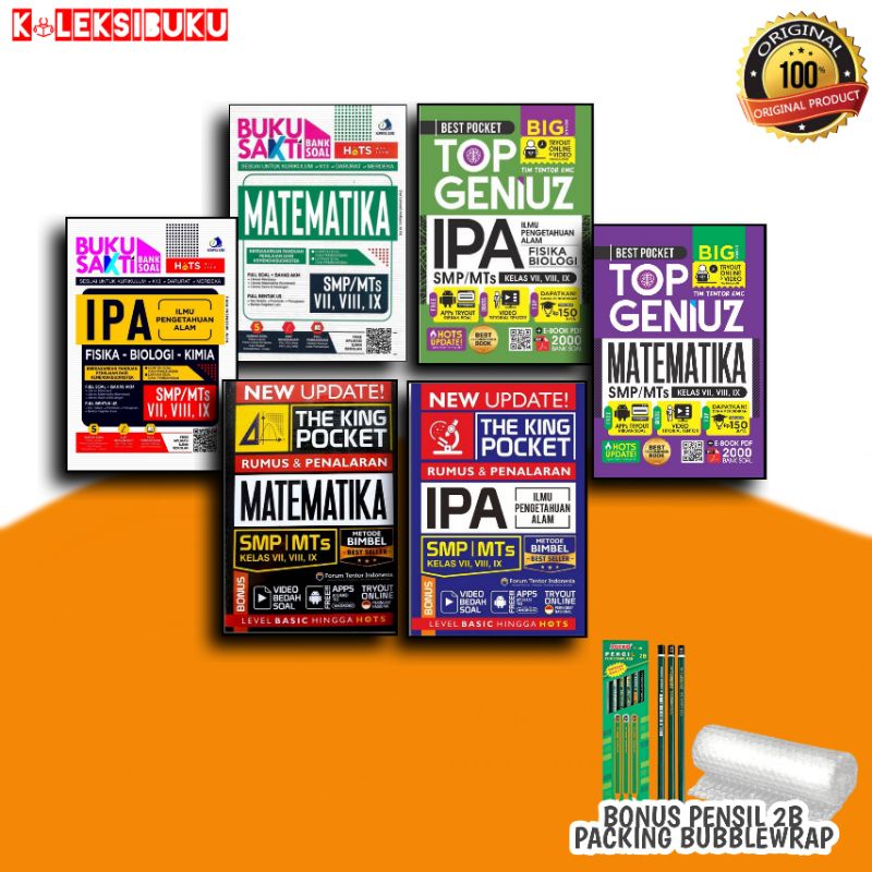 BUKU POCKET SMP : NEW UPDATE THE KING/TOP GENIUZ/BUKU SAKTI MATEMATIKA IPA SMP KELAS 7 8 9
