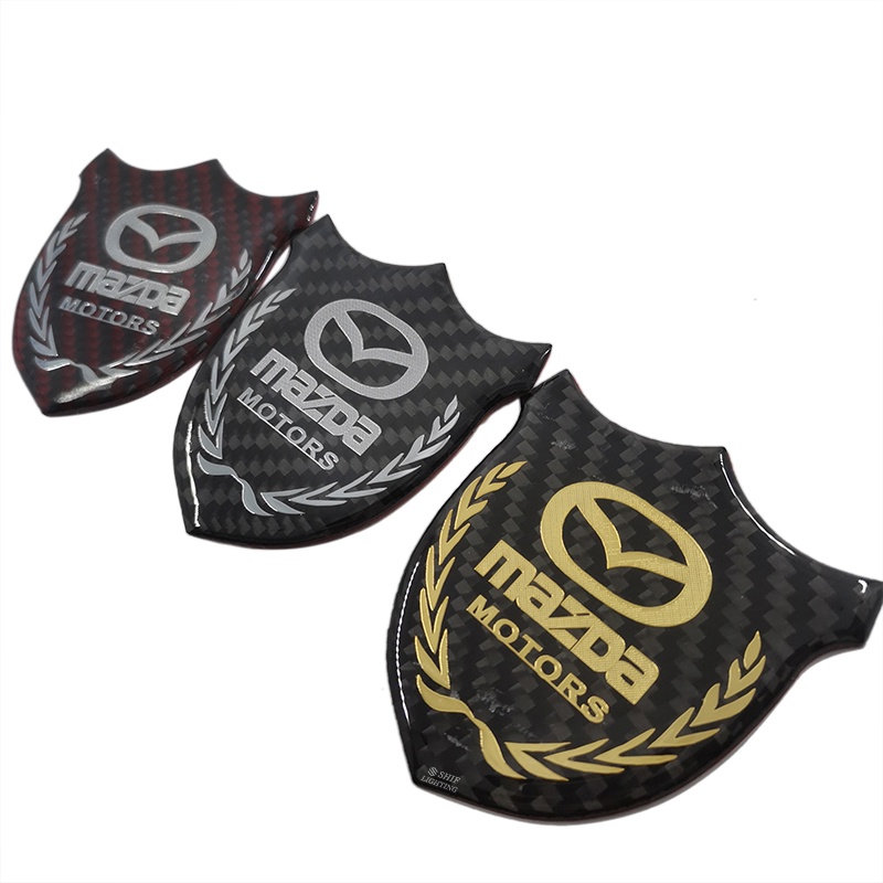 1pc Stiker Emblem Logo MAZDA MOTORS Bahan Karbon Fiber Untuk Dekorasi Jendela Samping Mobil MAZDA