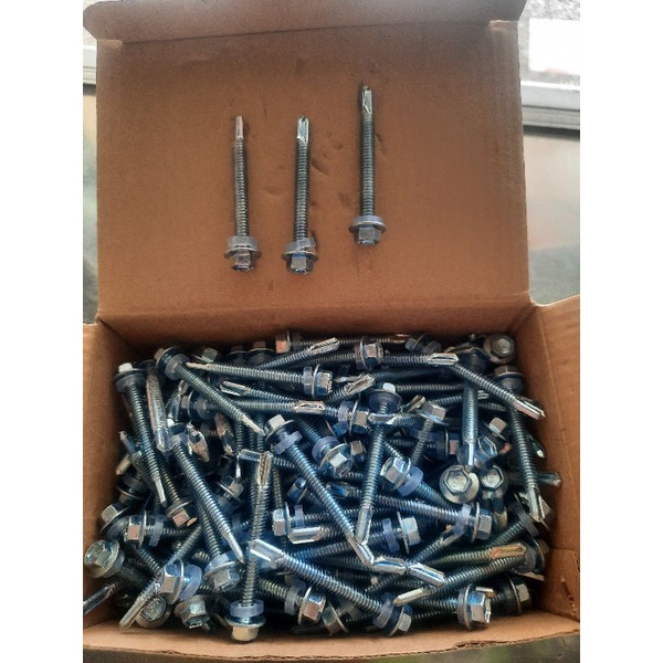 Sekrup Driling roofing 12x50 sekrup spandex asbes putih baja ringan