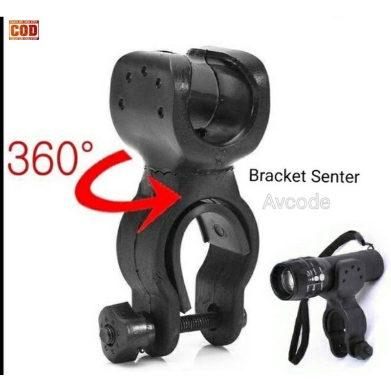 Holder Bracket Senter Sepeda Clamp Lampu Police Mounting 360