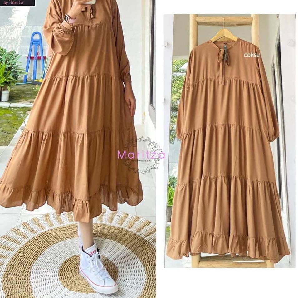 {CAF.18Oc22p} SAFINA MIDI DRESS  RAYON VISCOSE PREMIUM / MIDI DRESSGAMIS POLOS OOTD MUSLIM