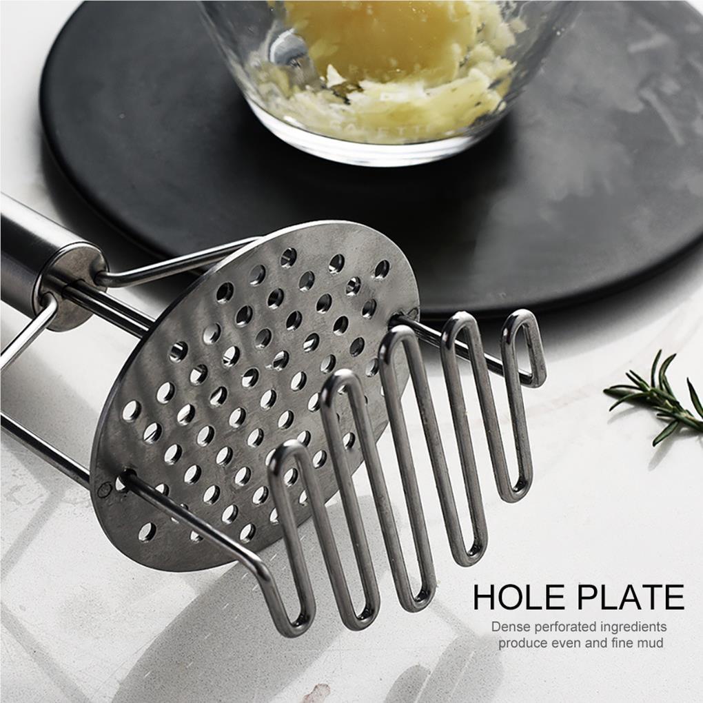 Gilingan Makanan Stainless Steel Humanized Potato Masher Tahan Aus Pendorong Kentang Halus Alat Buah Sayur Press Crusher