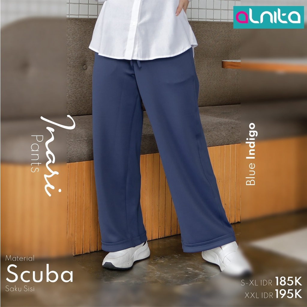 [BISA COD] Alnita Inari Pants Bahan Scuba Bawahan Celana Kulot Msulimah Simpel Polos by alnita