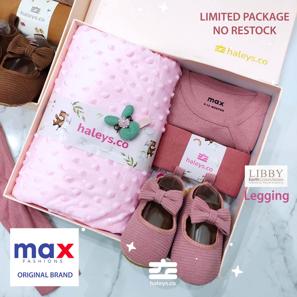 LIMITED HAMPERS BABY GIRL BRANDED PACKAGE [NO RESTOCK] | Jumper Max Fashion | Legging LIbby Hampers Baby Girl | Kado Bayi Perempuan Premium | Baby Girl Hampers Box | Haleys.co