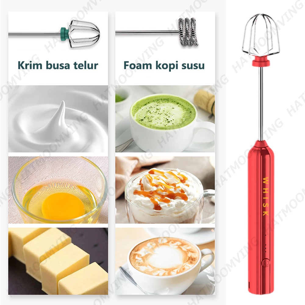 Electric Hand Blender Tangan Pengaduk kopi Milk Frother USB Portable Handheld Mixer