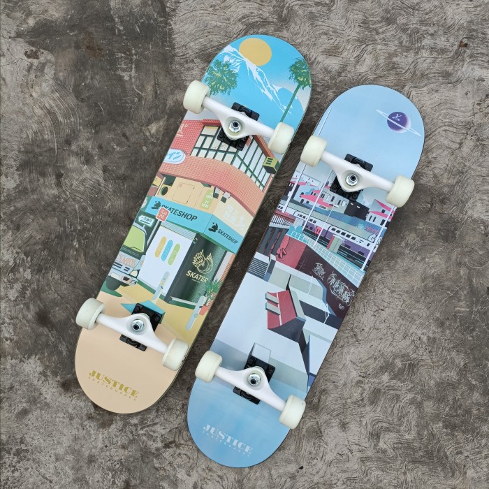 Skate Skateboard Pemula Fullset Merek Justice