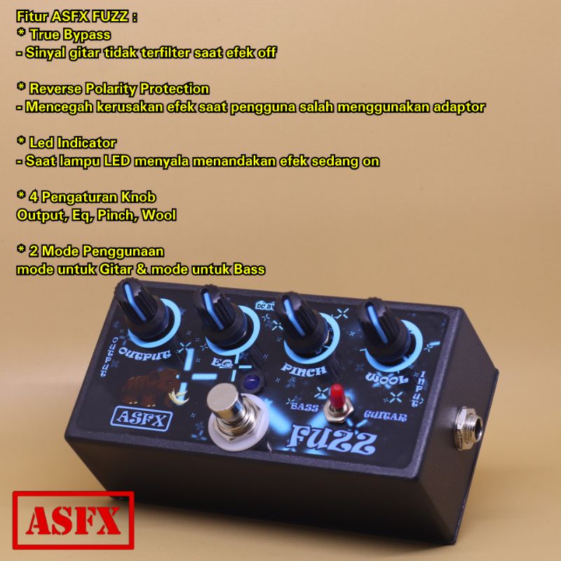 Efek fuzz untuk bass / gitar ASFX AS Effect murah berkarakter suara zvex wooly mammoth guitar pedal