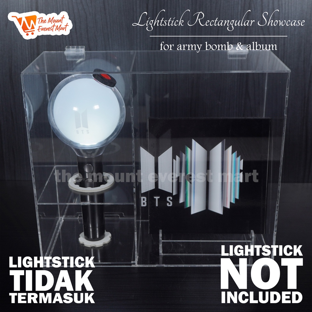 Acrylic Showcase - Box Akrilik untuk Lightstick BTS SE/V2/V3 dan Album Proof Compact Edition | Display Light Stick | Pajangan Akrilik