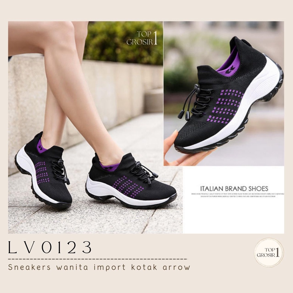 TOPGROSIR LV0123 Sepatu Wanita Import Sneakers Motif list One Eye