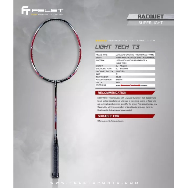 Raket Badminton Felet Light Tech T3