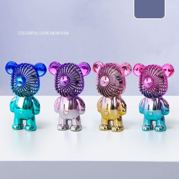 JY MF 987 Kipas Angin Mini Portable USB Charge Motif BearBrick Warna Gradasi / Kipas Angin Meja / Kipas Angin Genggam / Mini Fan Bear Portable