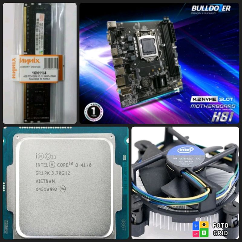 Paket Motherboard H81 RAM DDR3 4GB Processor Intel Core i3 LGA 1150
