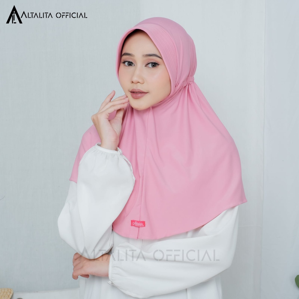 Altalita - Kerudung Bergo Instan Serut Jokowi Menutup Dada pet Antem Polos Bahan Jersey Premium Cocok untuk Sekolah Olahraga Volly Futsal Senam dan Sehari-hari