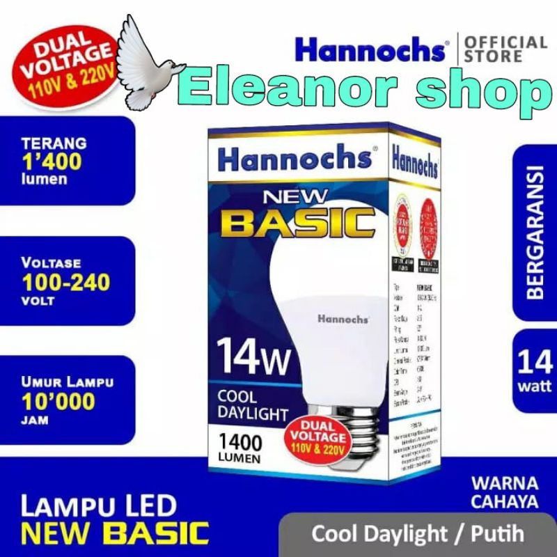 Bohlam Lampu Led Hannochs Basic 14 Watt Cahaya Putih