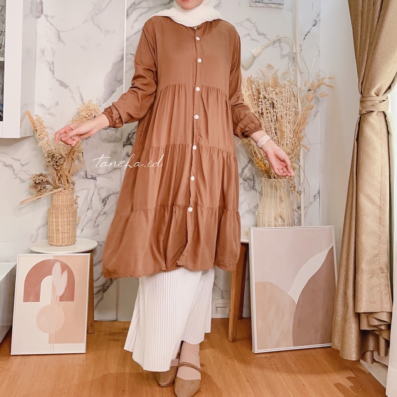 KOREAN TUNIK RUFFLE RAYON / / TUNIK POLOS DWIHANDA