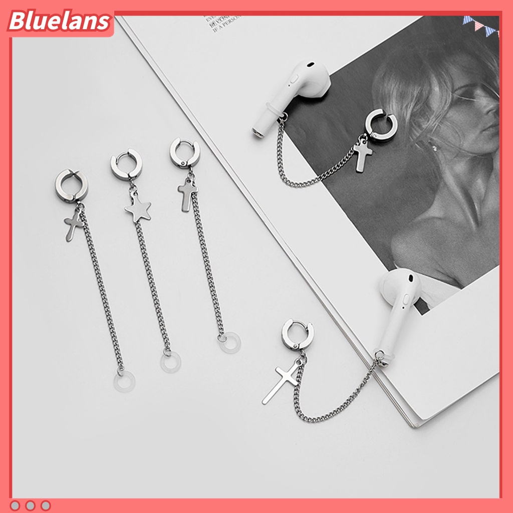1 Pc Anting Tali Earphone Universal Bahan Stainless Steel Anti Hilang Non slip