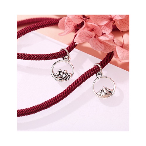 LRC Gelang Tangan Couple Fashion Wine Red Pair Of Alloy Eachother V96264