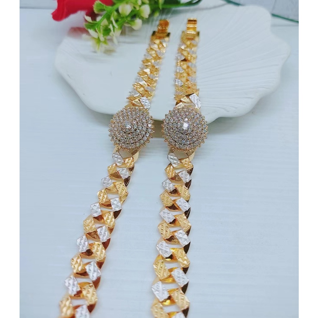 Gelang Xuping Mata Full Rantai Kombinasi Lapis Emas Perhiasan Fashion W15