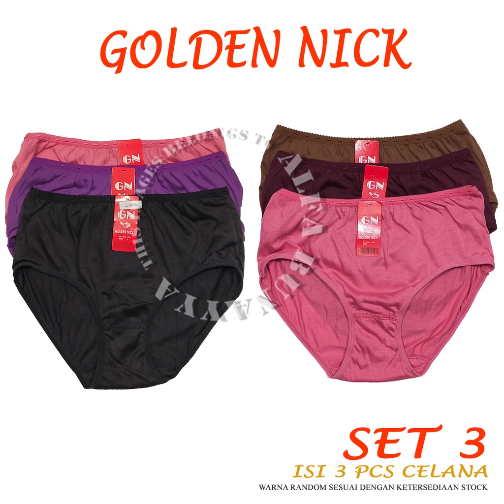 GOLDEN NICK - WARNA BOLD - (3Pcs) Celana Dalam Wanita CD GN - Pakaian Dalam - Underwear